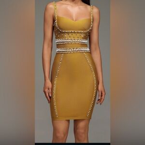 Gold Embellished Bodycon Dress